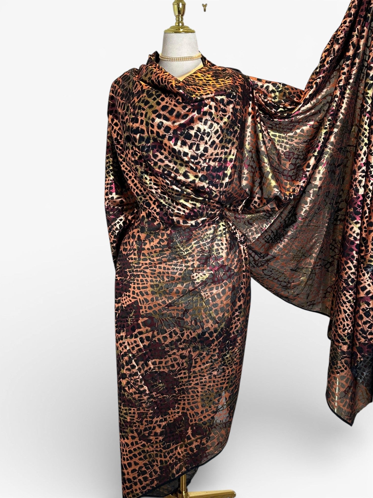 Foil Cotton Toub - Rose Gold Leopard Print