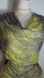 Crystal French Hand-Dyed Chiffon - Yellow/Grey