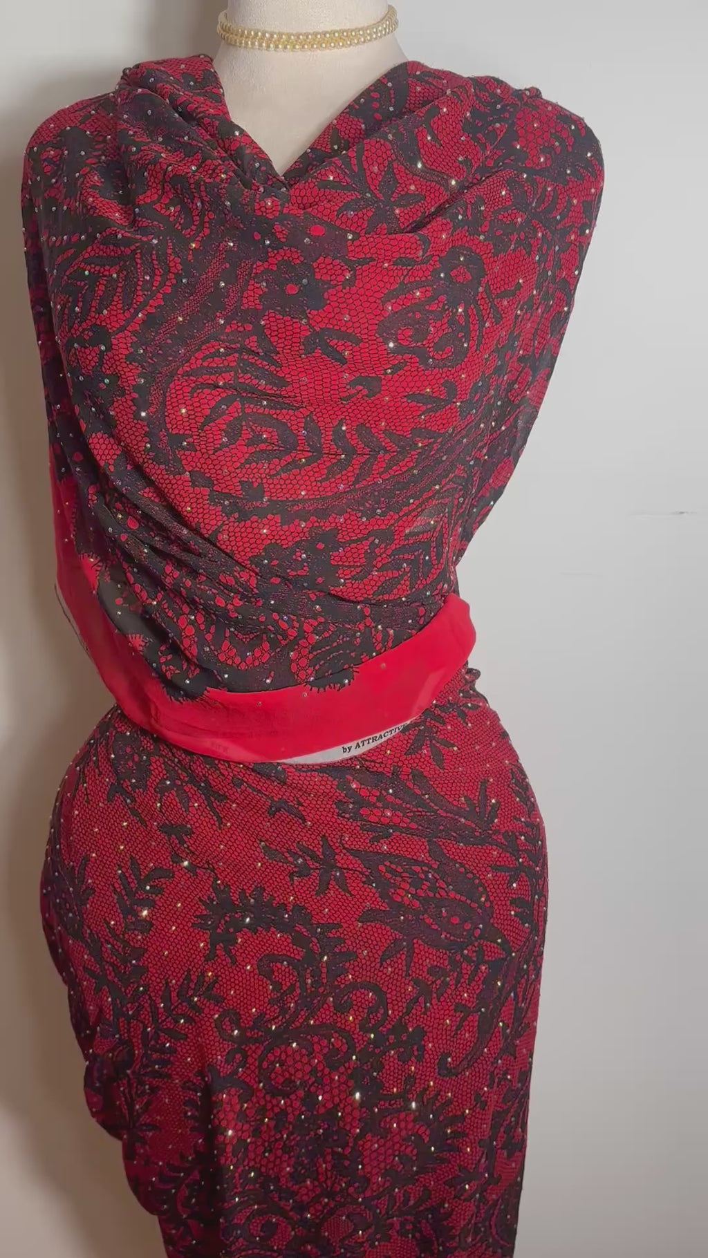 Crystal Pure Silk - Red and Black Lace