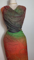 Crystal Chiffon/Silk - Orange/Green/Brown Gradient