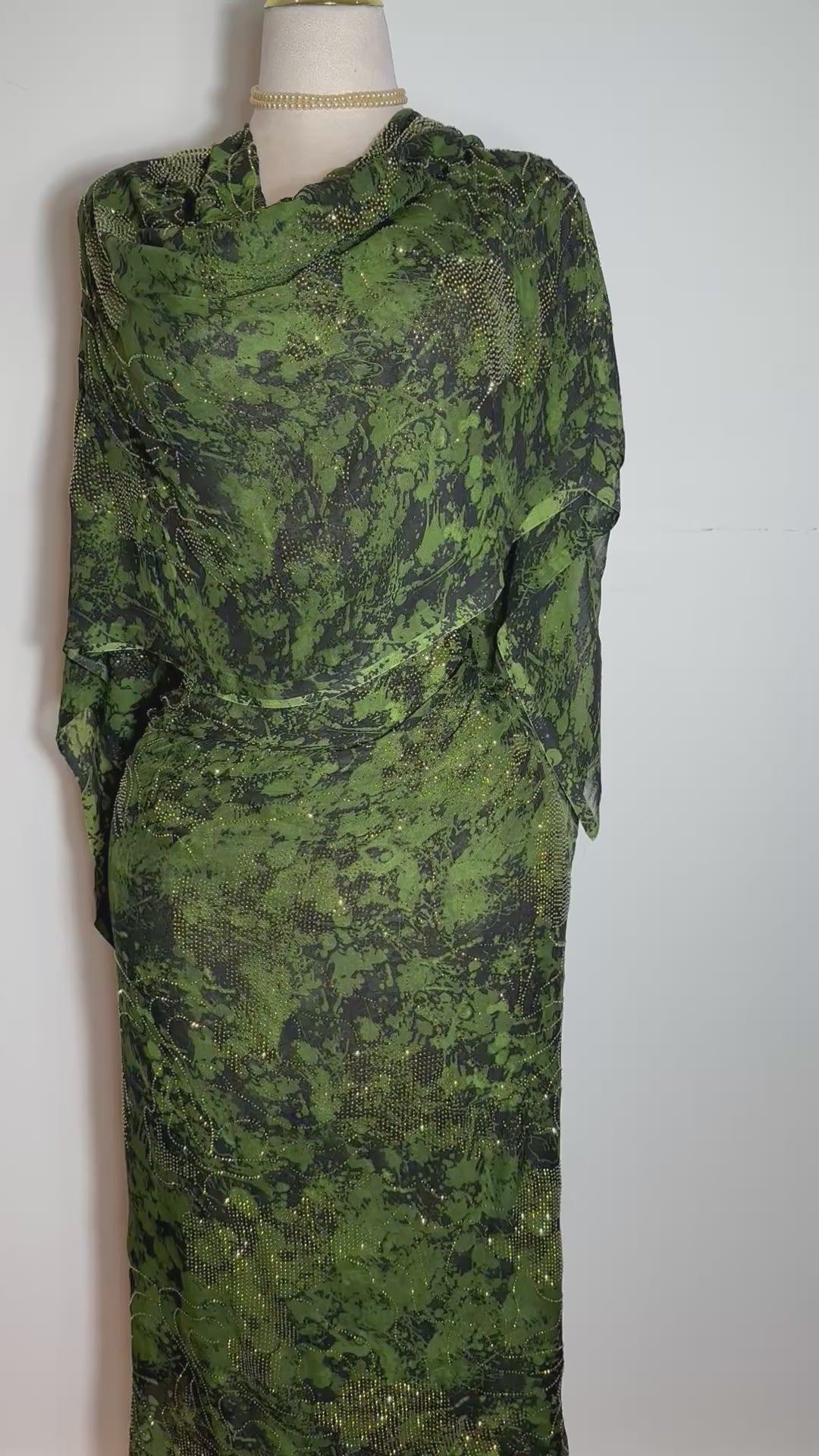 Crystal Chiffon/Silk - Green/Black Marbling