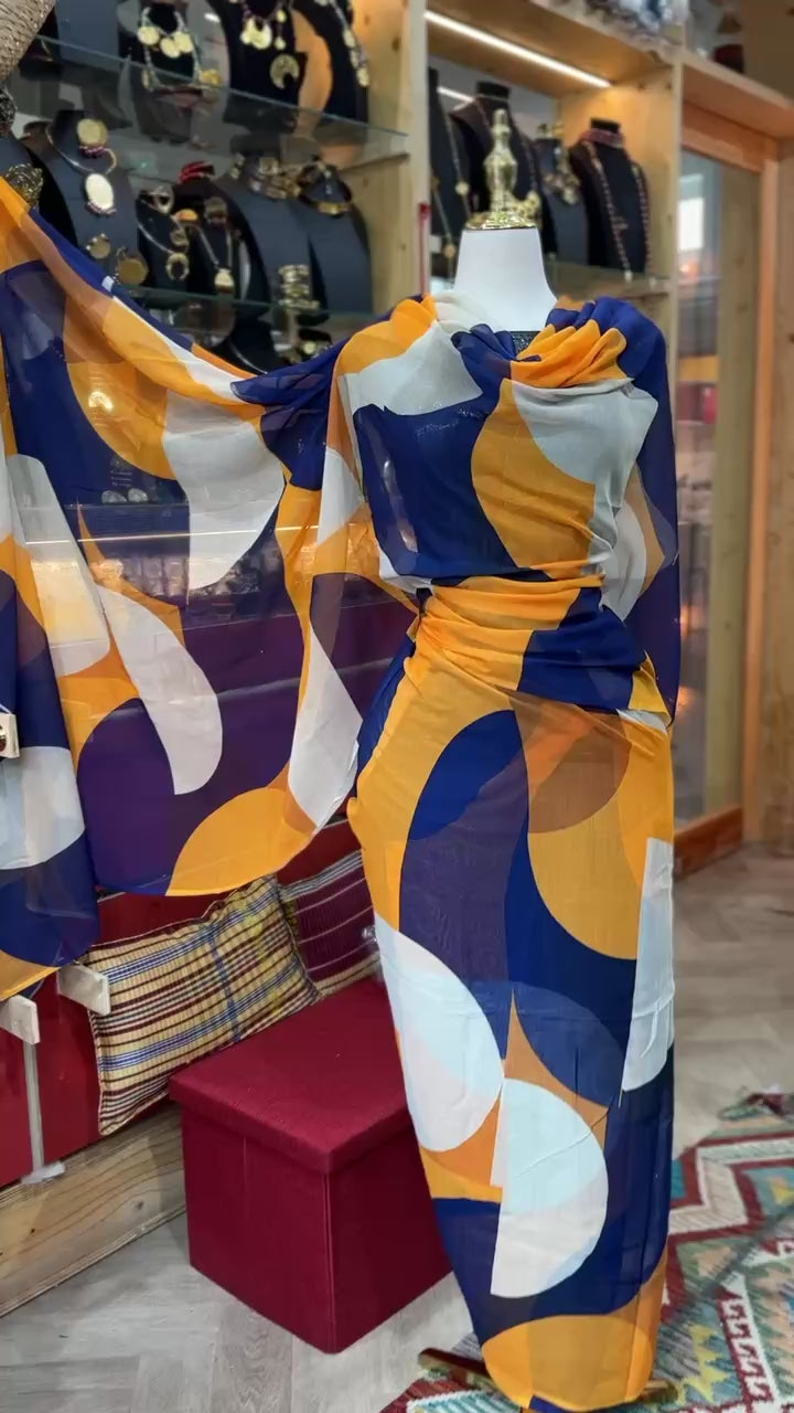 Voile Toub - Blue Yellow Abstract