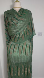 Crystal Lurex Chiffon - Emerald and Gold