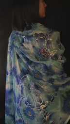 Hand Painted Glitter Toub - Blue with Glitter Border
