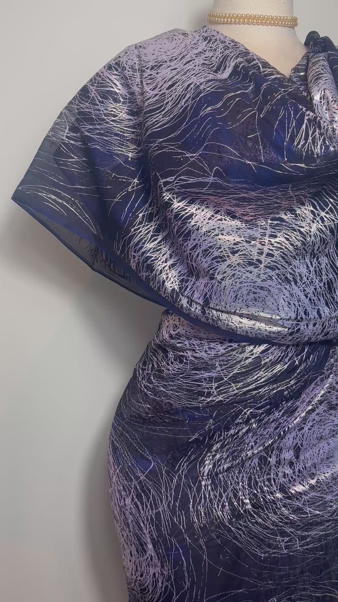 Silk Toub - Purple with Metallic Scribbles