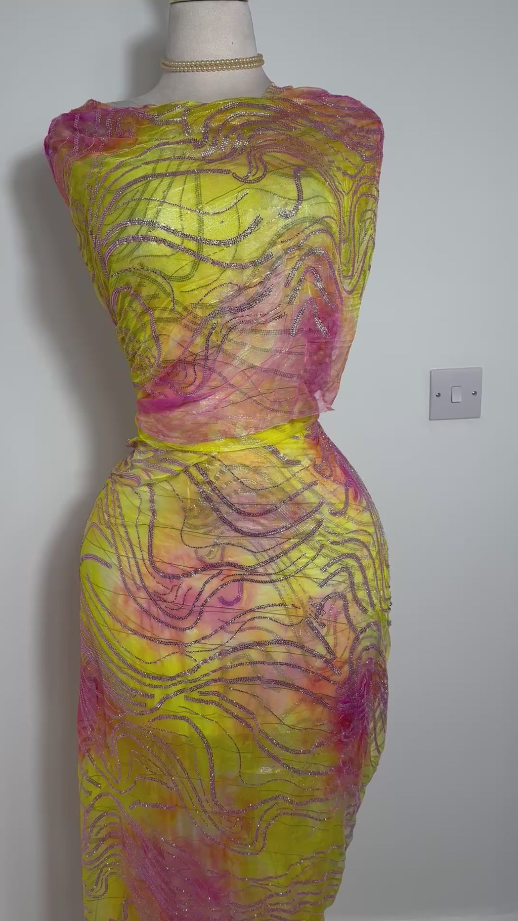 Crystal French Hand-Dyed Chiffon - Yellow/Pink