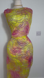 Crystal French Hand-Dyed Chiffon - Yellow/Pink